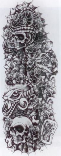 Tattoo Totenkopf ca. 45 x 15 cm