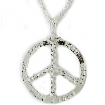 Halskette Peacezeichen silber Metall