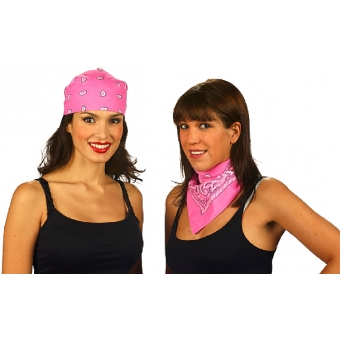 Halstuch - Kopftuch mit Muster  pink  56 x 56 cm
