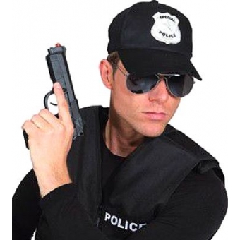 Cap Police  schwarz mit Abzeichen für Sie und Ihn