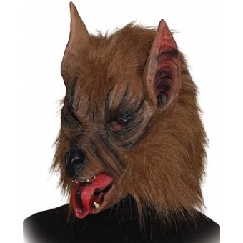 Maske Werwolf - braun mit Haaren