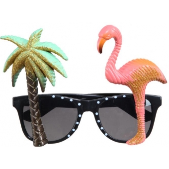 Brille Karibik mit Palme und Flamingo